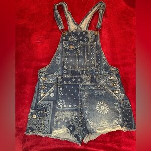 No Boundaries Denim Bandana Print Romper